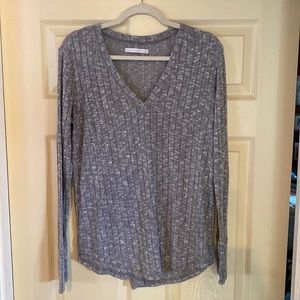 Abercrombie distressed Heather gray Henley v neck